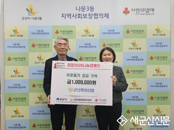 군산중앙신협, 나운3동에 이웃돕기 성금 100만 원 기탁