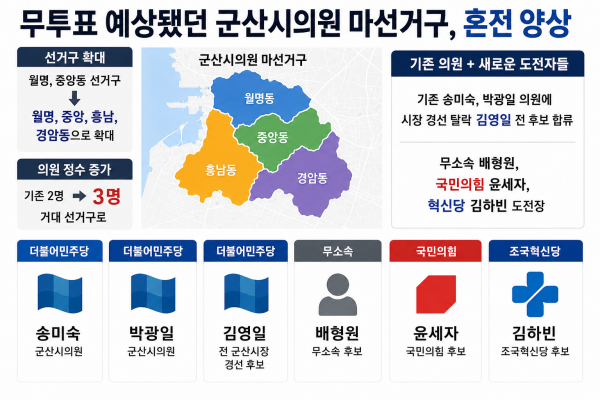 (6·3지방선거) 무투표 예상됐던 군산시의원 마선거구, 혼전 양상