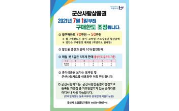 군산사랑상품권 구매한도 조정